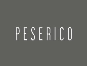 Peserico logo on a dark gray background (brand wordmark)